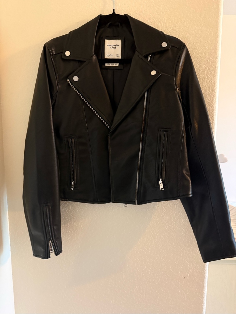 Abercrombie & Fitch Black Faux Leather Biker Jacket